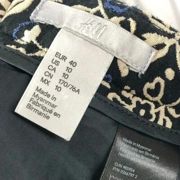 H&M Black & Beige Floral Faux Wrap Woven Mini Skirt 10 - Picture 4 of 4